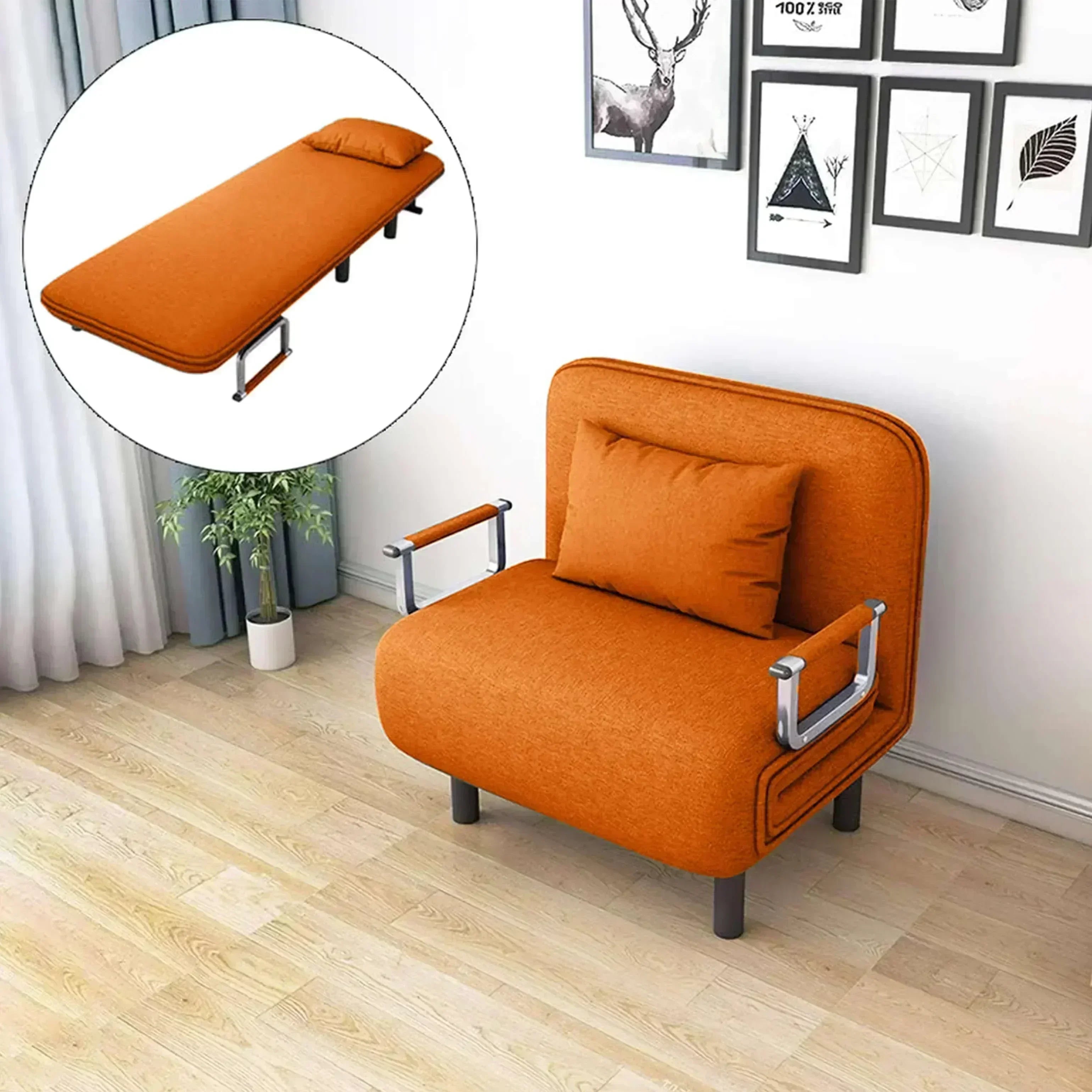 Convertible Sofa Bed Orange