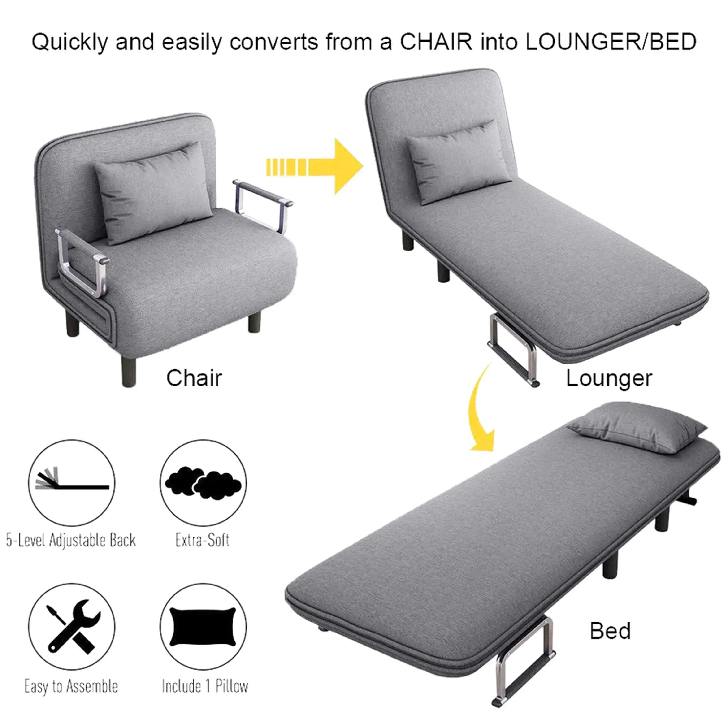 Convertible Sofa Bed Grey