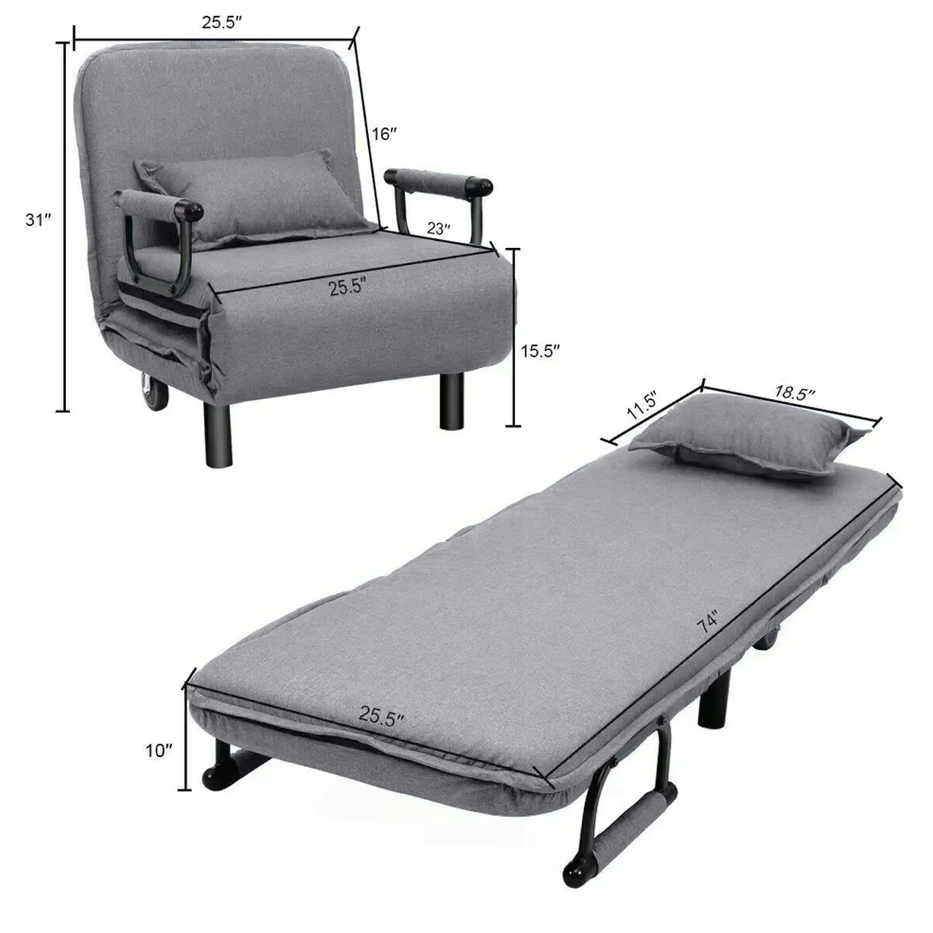 Convertible Sofa Bed Grey