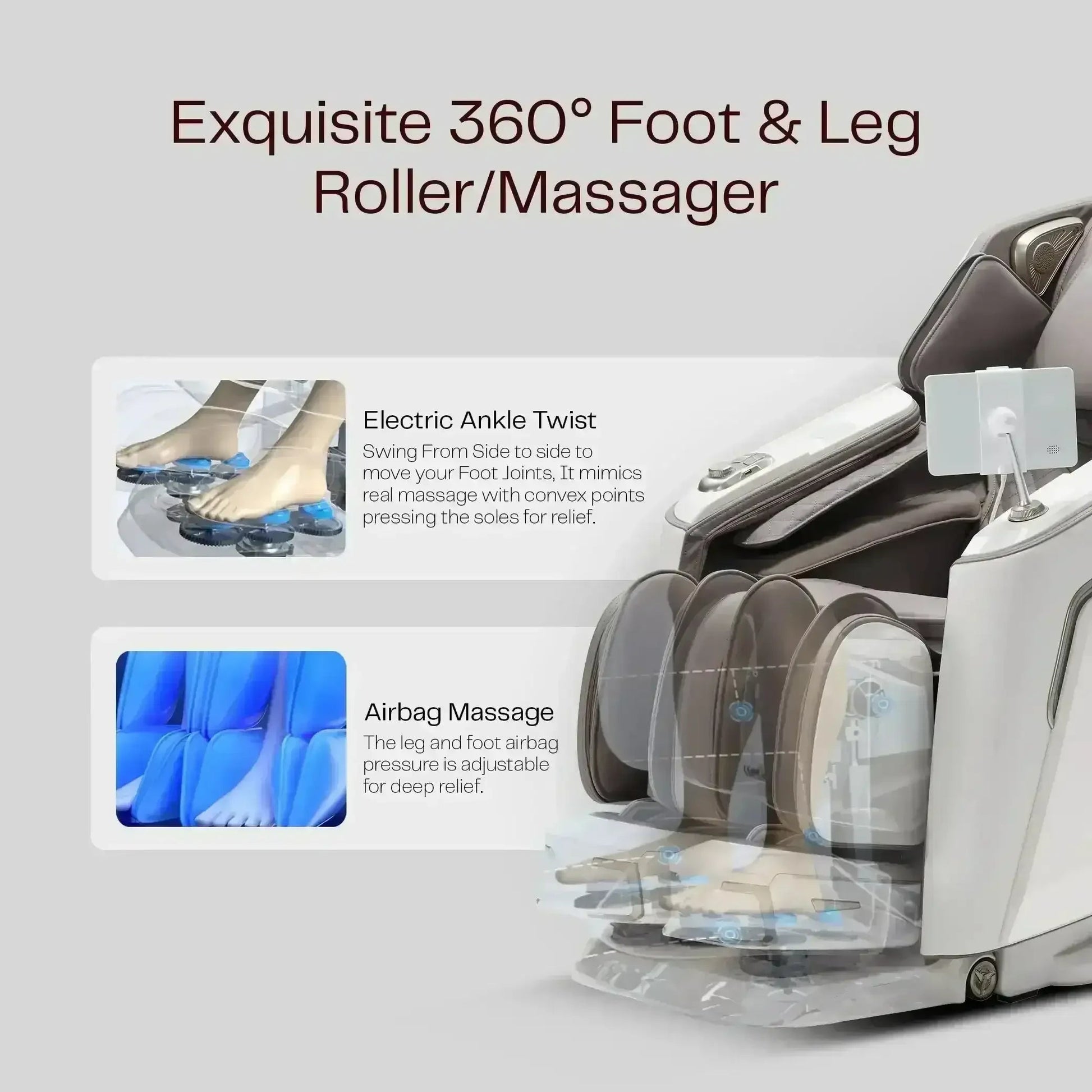 Vanquish Massage Chair (White) - Rotai - Best Massage Chair in Dubai UAE - Shop massage chairs in UAE, Saudi Arabia -Therapy Massage Chairs - Back, Neck, & Leg Pain Relief