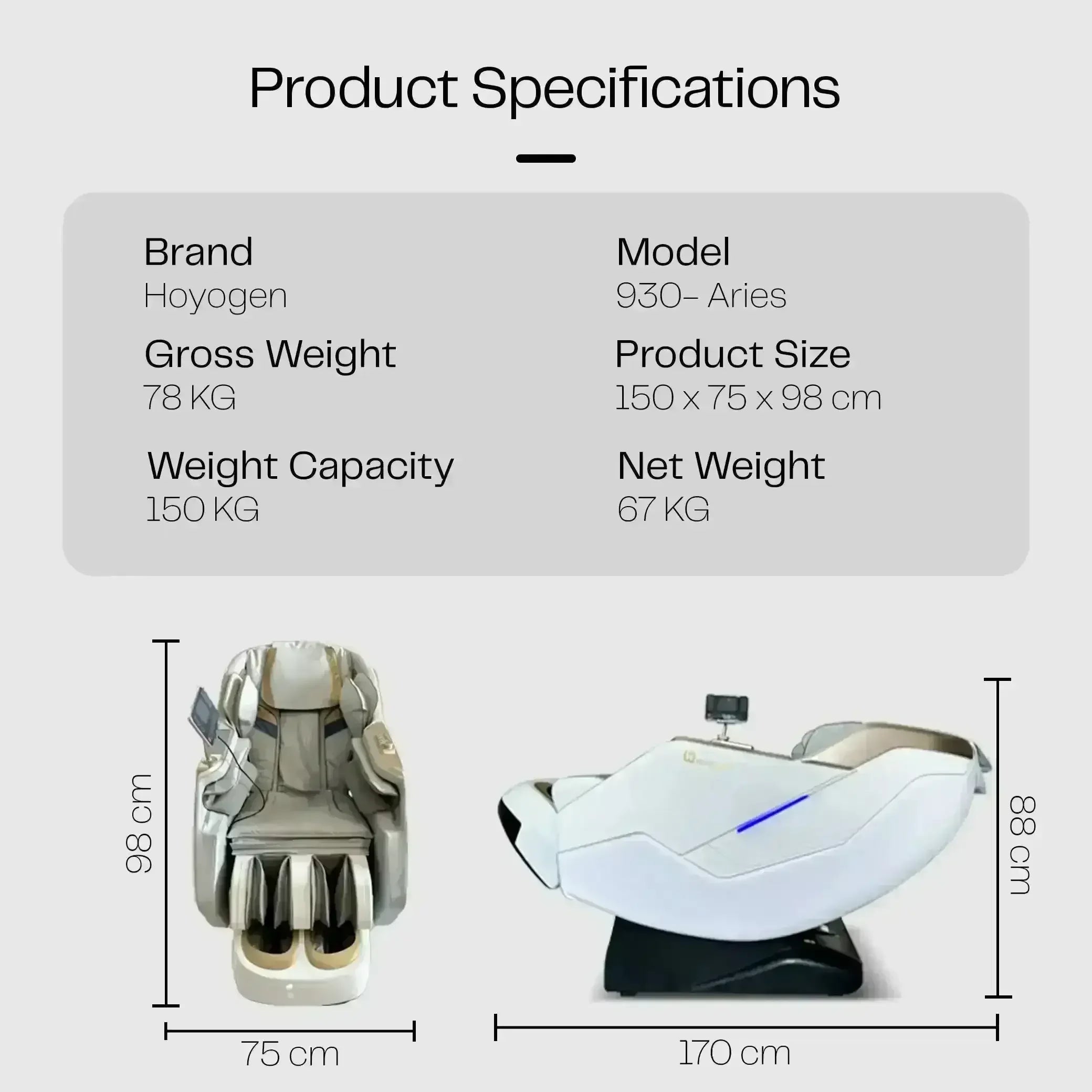 ARIES Hoyogen Massage Chair - Rotai - Best Massage Chair in Dubai UAE - Shop massage chairs in UAE, Saudi Arabia -Therapy Massage Chairs - Back, Neck, & Leg Pain Relief