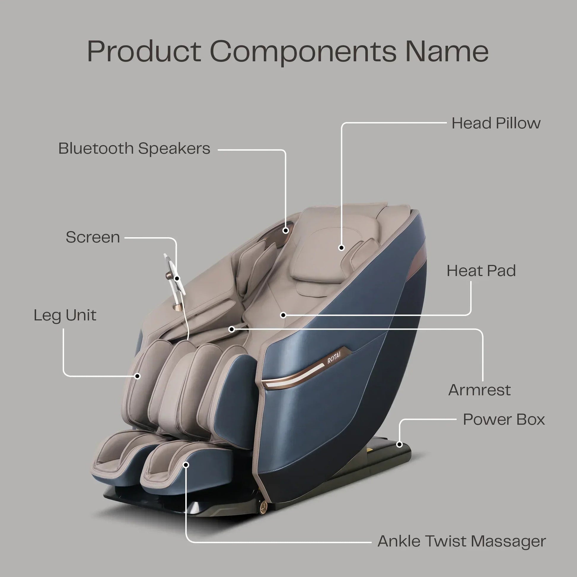 Jazz Recovery Massage Chair (BLUE) - Rotai - Best Massage Chair in Dubai UAE - Shop massage chairs in UAE, Saudi Arabia -Therapy Massage Chairs - Back, Neck, & Leg Pain Relief