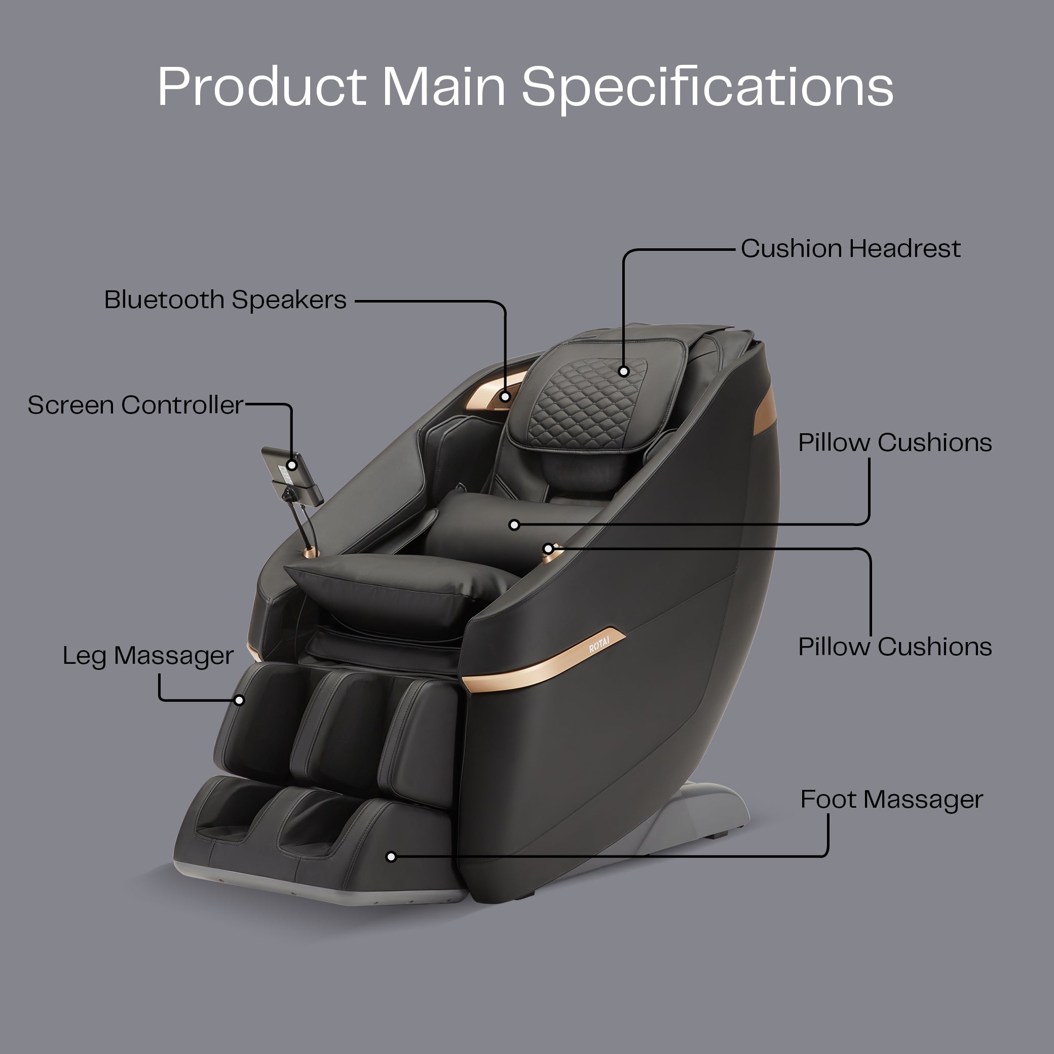 كرسي مساج A37 أسود مع تدليك القدمين لتخفيف التعب اليومي | A37 black foot massage chair for daily relaxation