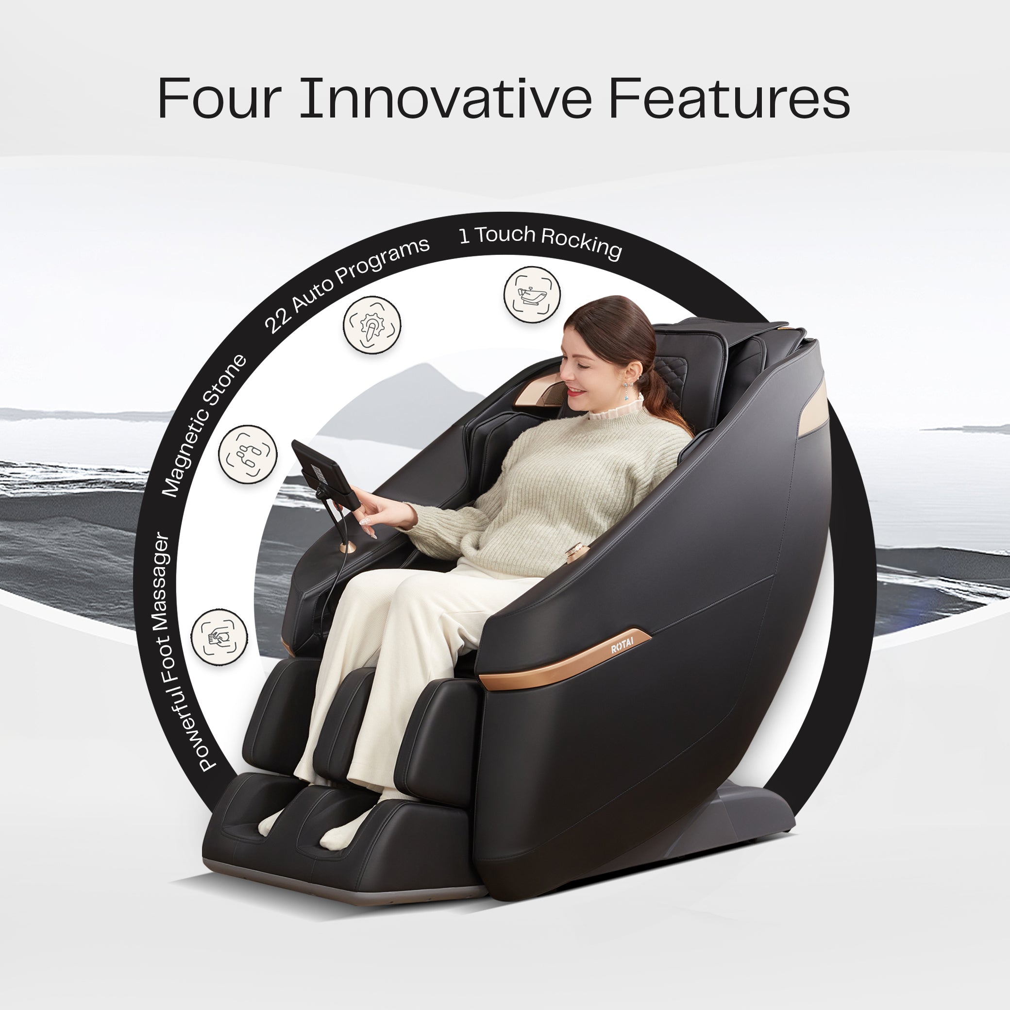 كرسي مساج A37 أسود للجسم بالكامل مع تقنيات متقدمة للاسترخاء | A37 black full body massage chair with advanced features