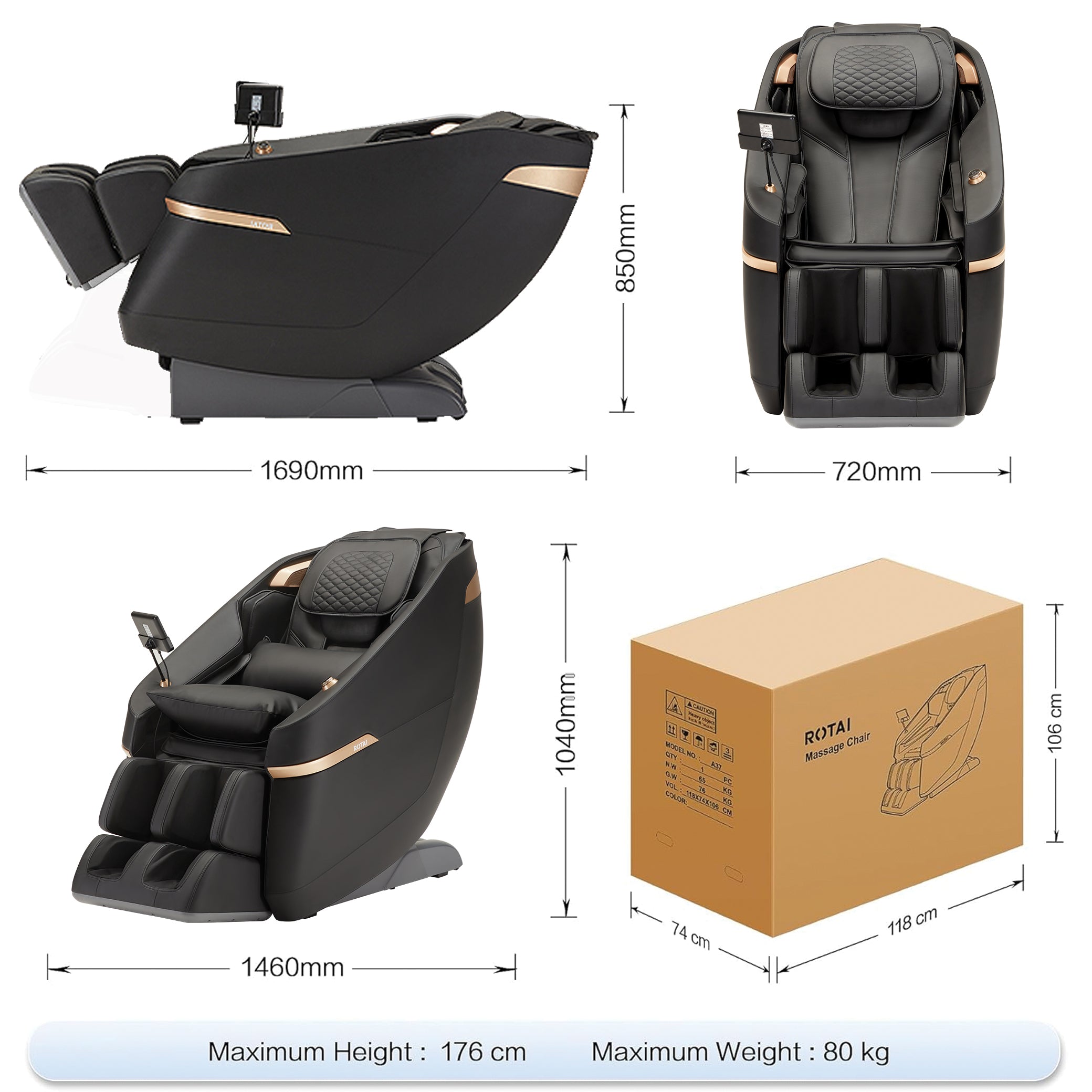 كرسي مساج A37 أسود الجاذبية الصفرية في السعودية لتجربة استرخاء مثالية | A37 black zero gravity massage chair Saudi Arabia