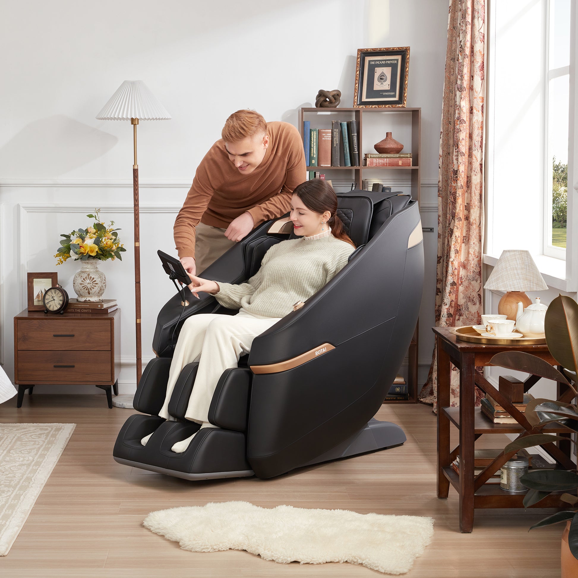 كرسي مساج A37 أسود فاخر في السعودية بتقنية 4D ومساج ذكي | A37 black luxury 4D massage chair Saudi Arabia