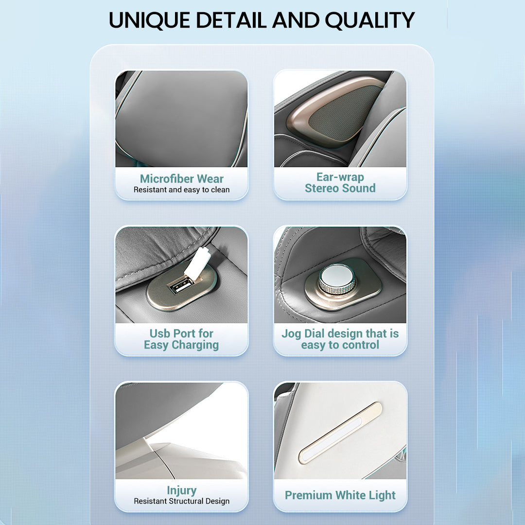 كرسي مساج A50 رمادي مزود بوسائد هوائية لتدليك شامل للجسم | A50 grey airbag massage chair full body compression